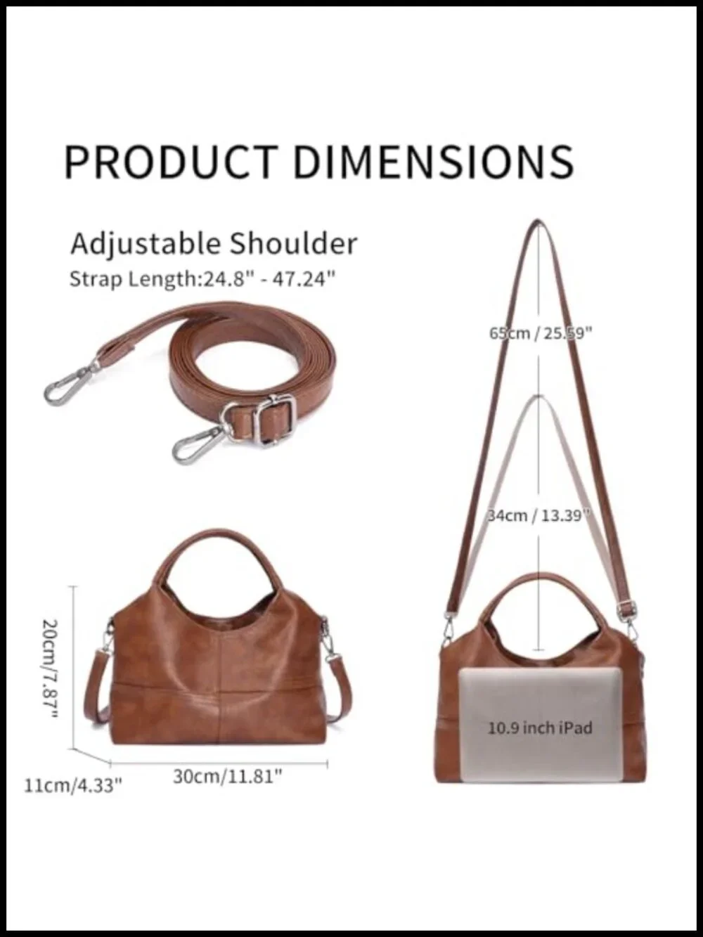 Soft Vegan Leather Hobo Crossbody Satchel Tote Bag with Top Handle